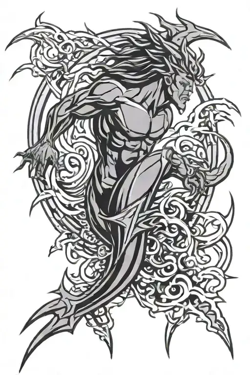 Lightening Bolt Symbol And Triton