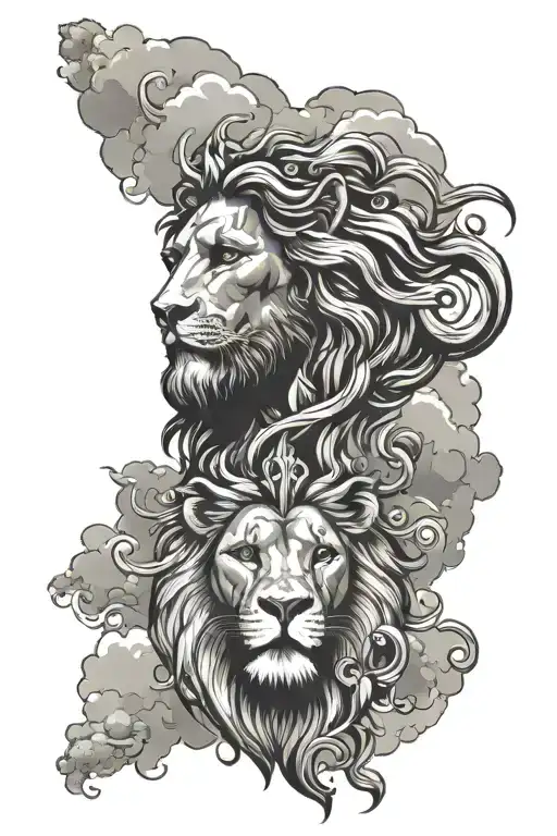 Lion Face Clouds Surrounding Jesus Stripped Athena