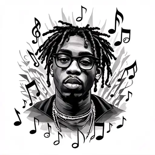 Juice Wrld Surrounded By Music Notes