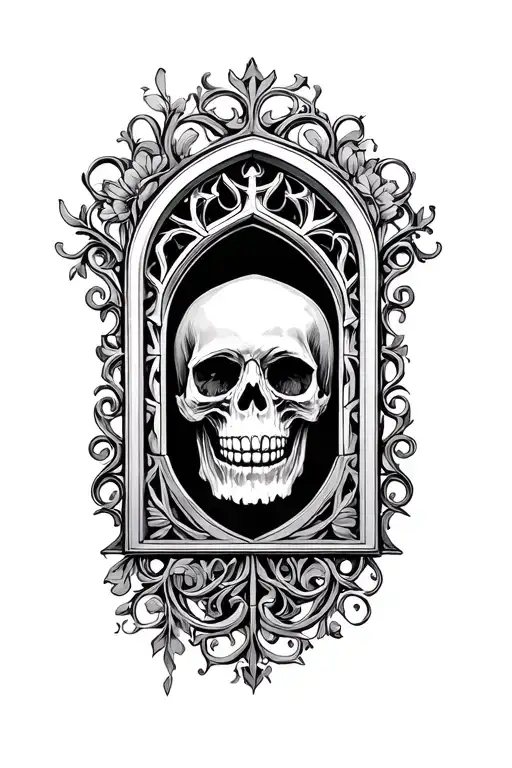 Skull Filigree Church Window