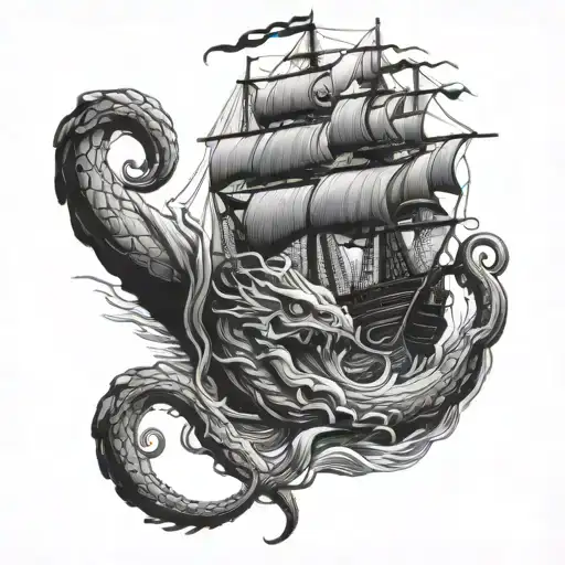 Kraken Attacking Ship