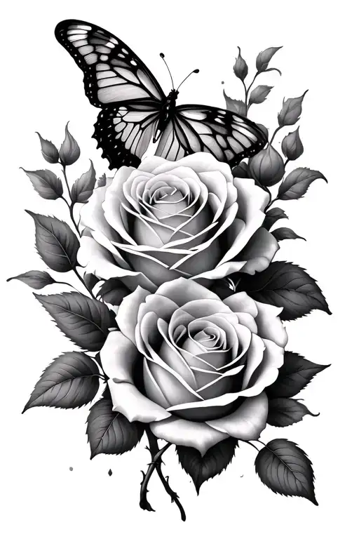 Rose And Butterfly Emerging