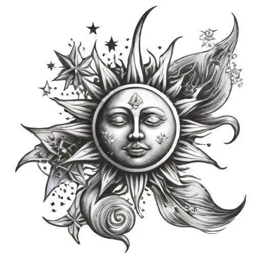 Realistic Sun Moon And Stars