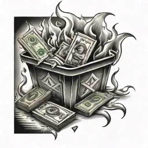Money On Fire In Dumpster