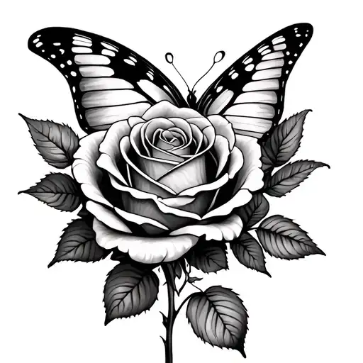 Rose And Butterfly Emerging