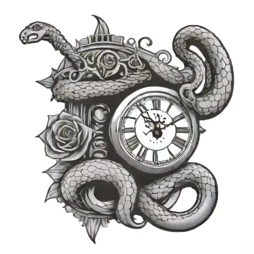 A Clock With Snake Hands And Gun Pendulum