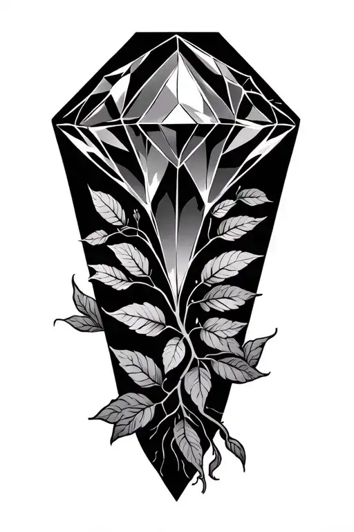 Dimond With Roots Leaves Growing