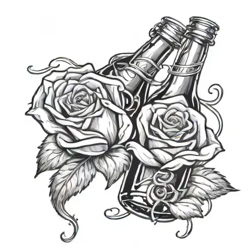 Vintage Coke Bottle Floating And Yellow Rose Intertwined