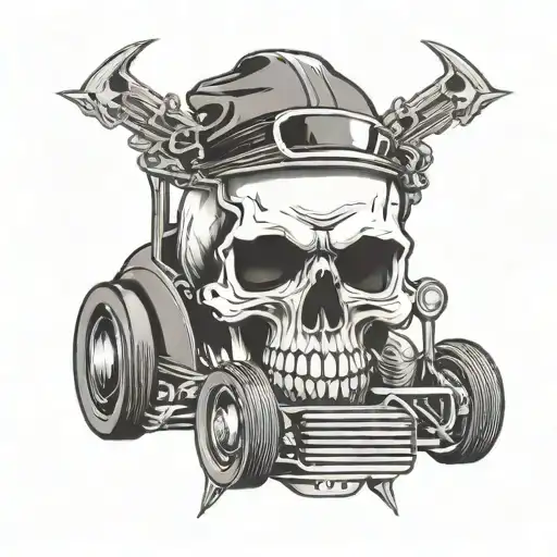 Skull Rockabilly Car Racing