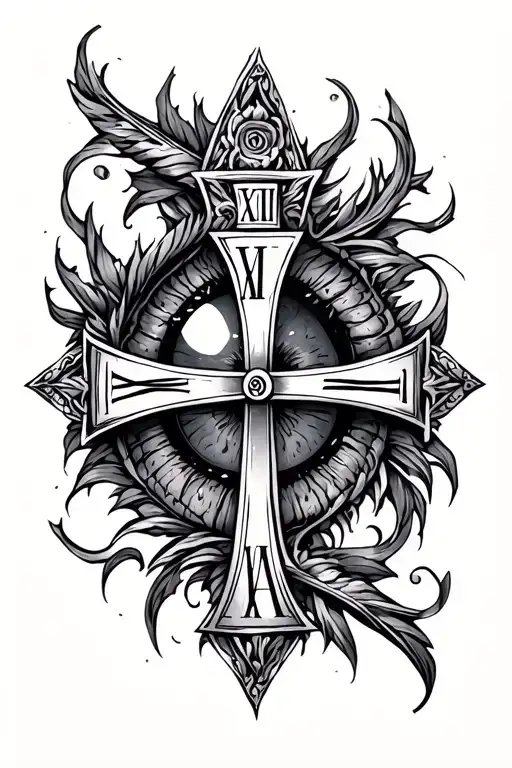 Cross Tattoo Eye Hollow Roman Numerals Cammarata