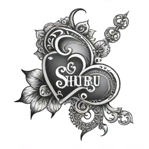 Shubhu Word With A Heart Made