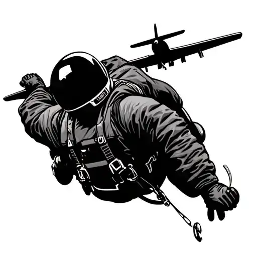 Skydiving Alone In The Sky With The Plane In Background
