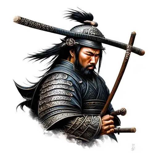 Samurai Realism Tattoo Featuring Elements