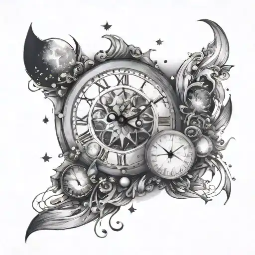 Clock And Universe With Stars