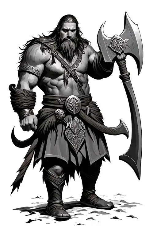 Viking Warrior Holding Battle Axe