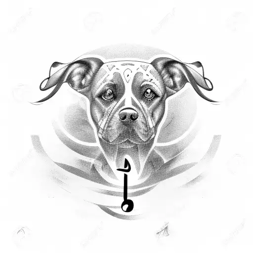 An Abstract Black-grey Tattoo Of Musical Notes Forming The Shape Of A Dog