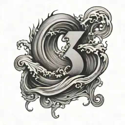 The Number 18 With Waves In The Background