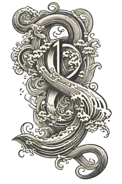 The Number 18 With Waves In The Background