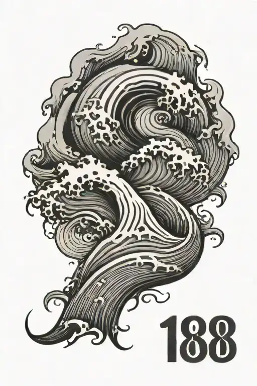 The Number 18 With Waves In The Background