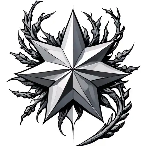 Shoulder On An Eight Branch Of Star Tattoos Covering Something