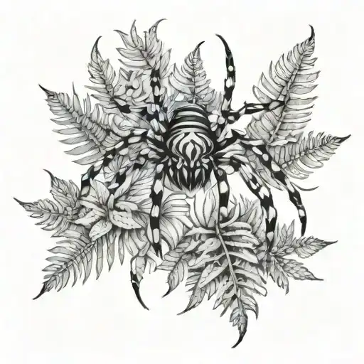 Glitching Spider Weaving On Top Of Ferns