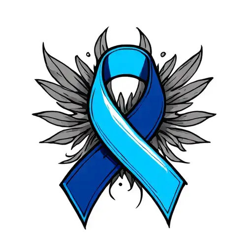Blue Cancer Ribbon Tattoo With 13