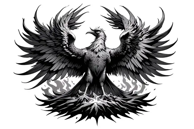 Phoenix Rising From The Ashes Symbolizing Rebirth