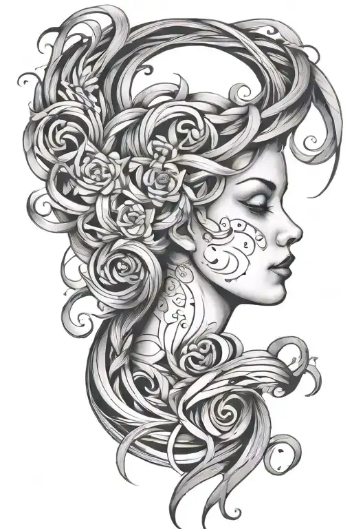 Dainty Lines With Colour On Neck Intertwined