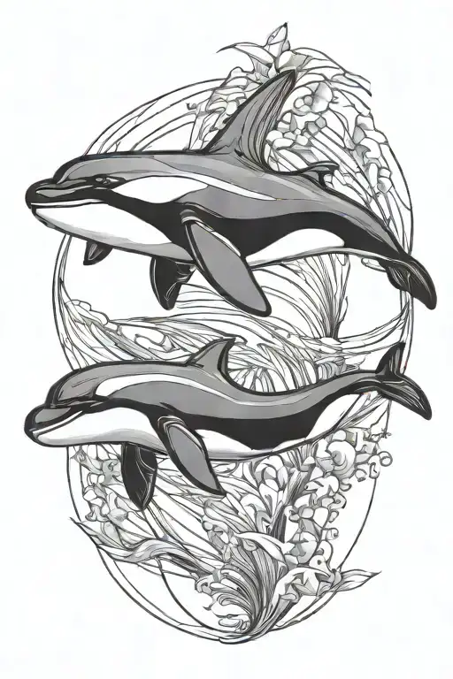 Orca Whale Single Line Drawing