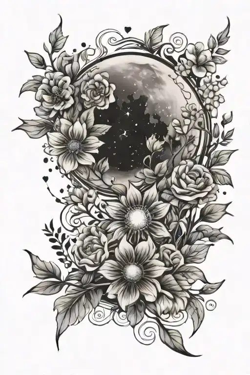 Moon And Flowers