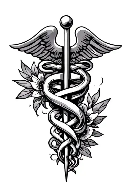 Caduceus Symbol With Elements