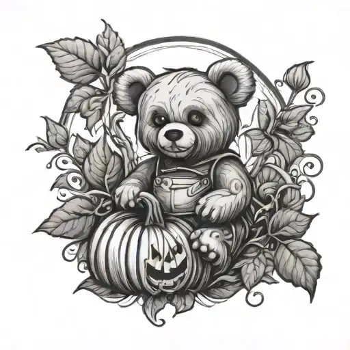 Teddy Bear In A Pumpkin Patch