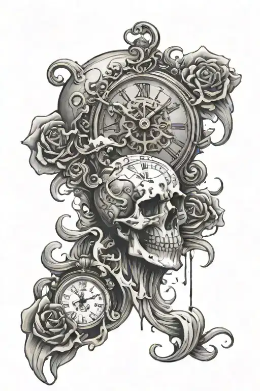 Skull And Clock Melting