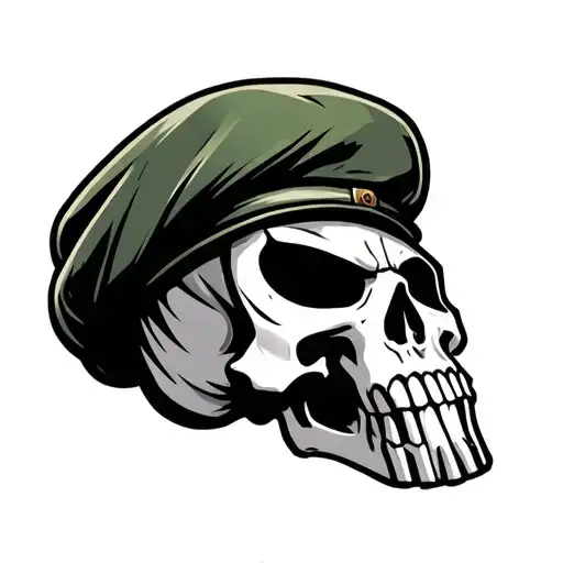 The Punisher Skull Logo With A Green Berret