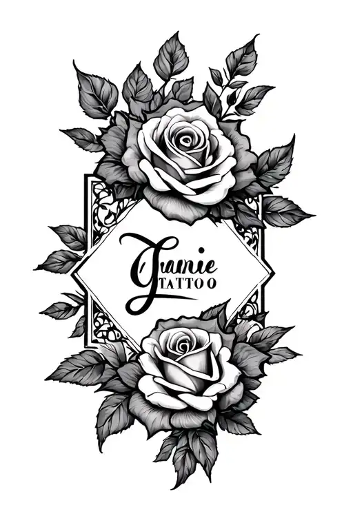Roses Frame Square Script