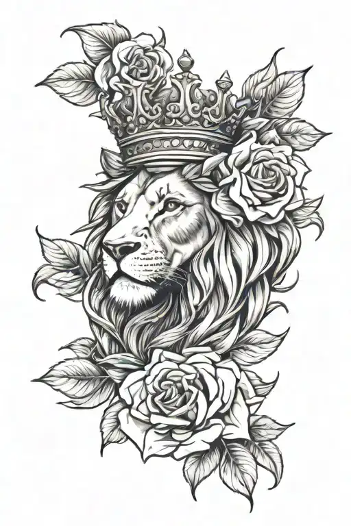 Lion Crown And Roses