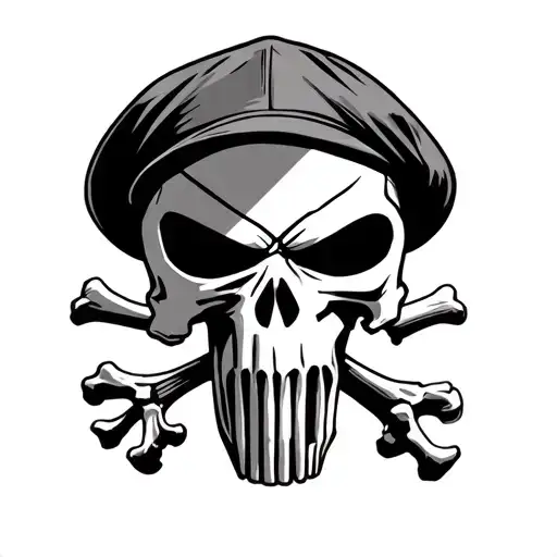 The Punisher Bones Skull Logo With A Berret