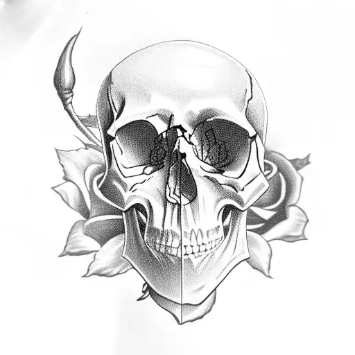 Skull Smelling Rose