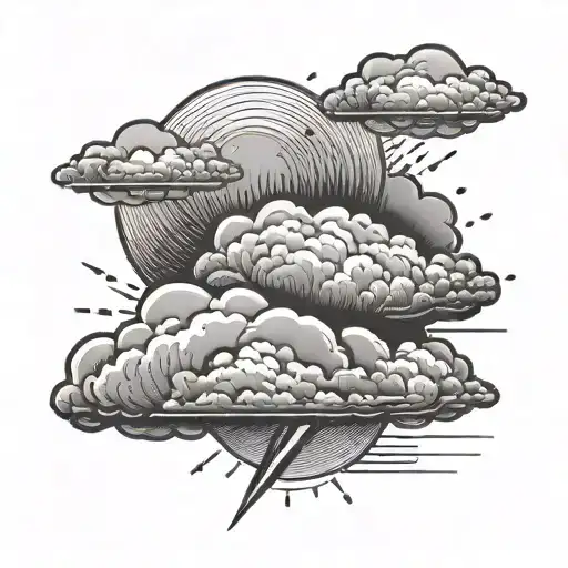 Cloud With Thunder And Sun Minimalist