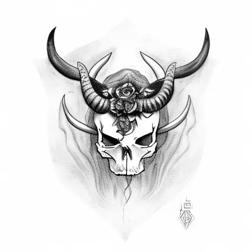 Beautiful Lilith With Horns Holding A Skull