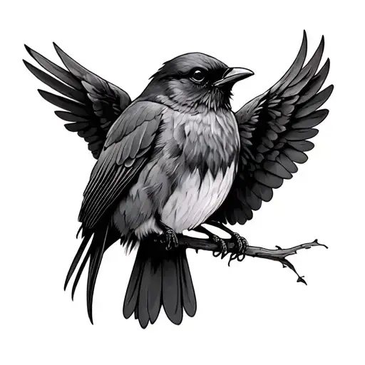 Robin And Crow Tattoo Design