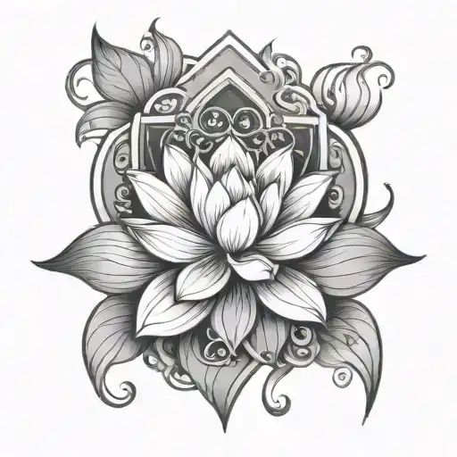 Cross With Lotus Flower Intertwined