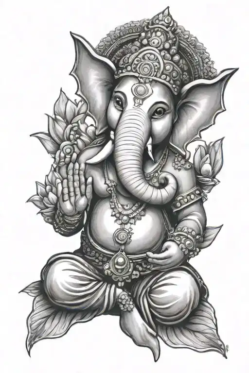 Ganesha With Lotus Flower