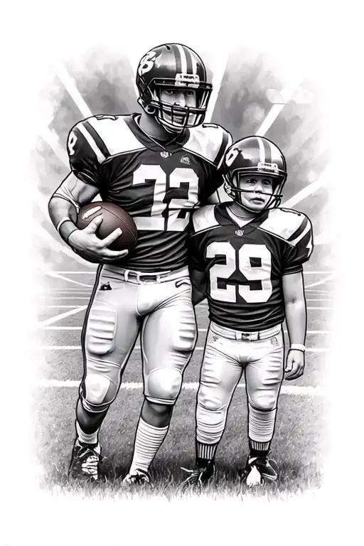 Dad And Son Football Field