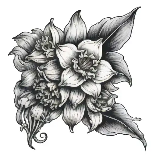 Violet Daffodil Daisy Barcissus Bouquet Tied