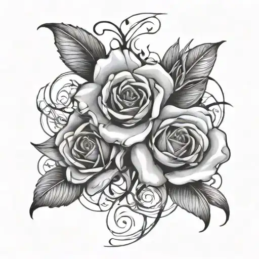 Roses Intertwined With Lily Flower