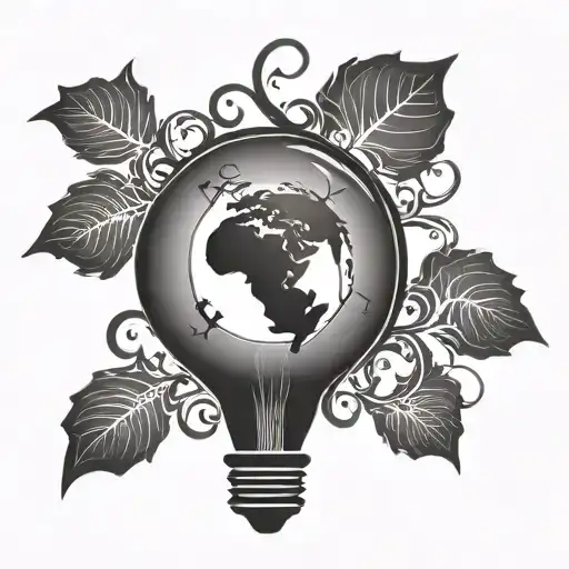 Silhouette Of A Globe Inside Of A Lightbulb