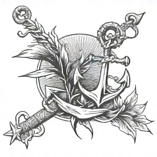 Anchor And Palms Together