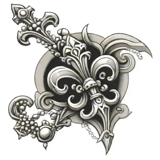 Fleur De Lis And Rosary Intertwined