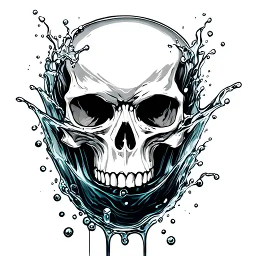 Skull And Water In Glass Filled